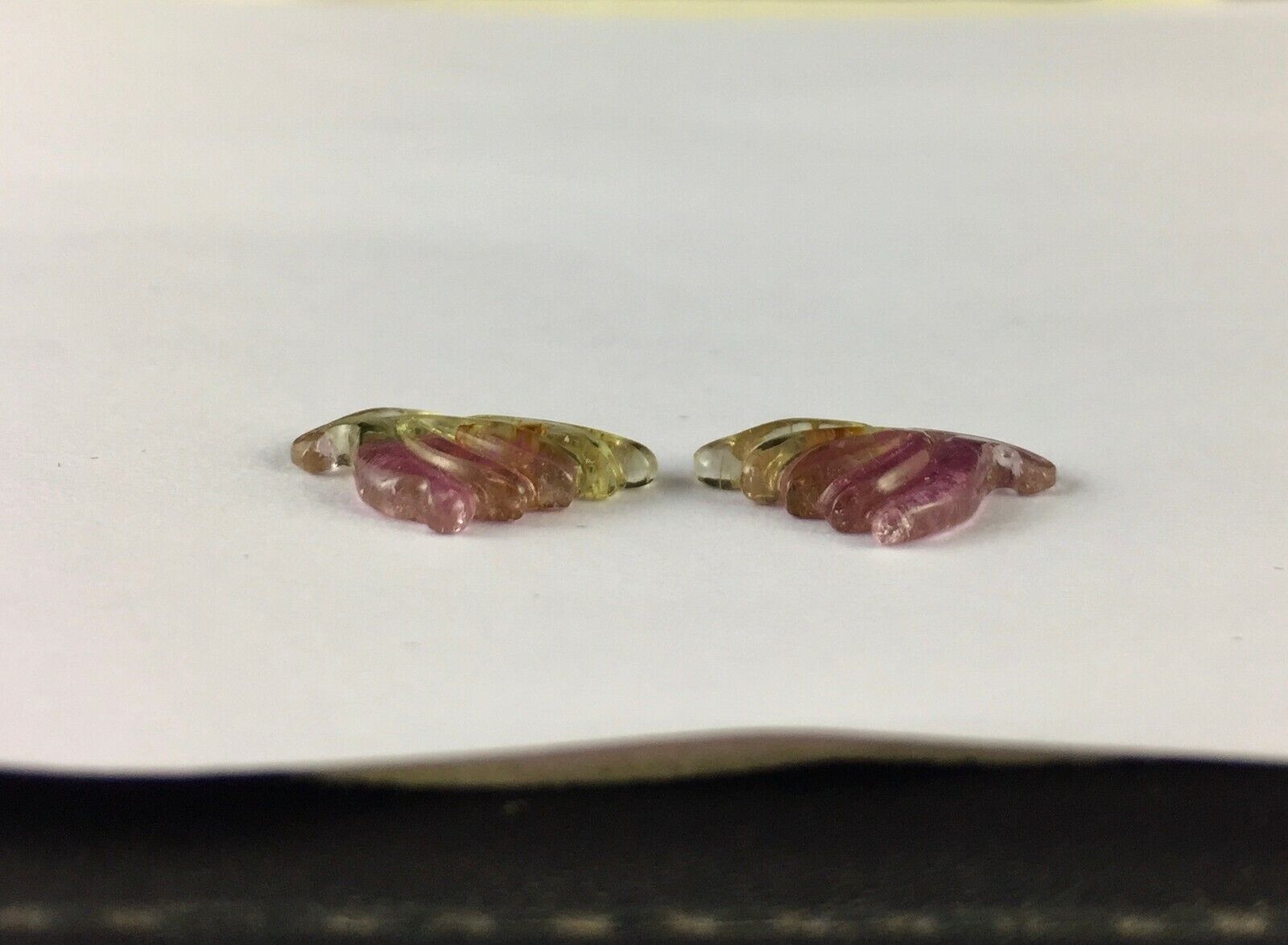 Natural Tourmaline Carved Leaves Pair 7.83 Cts Multi Gemstone Earring Designing