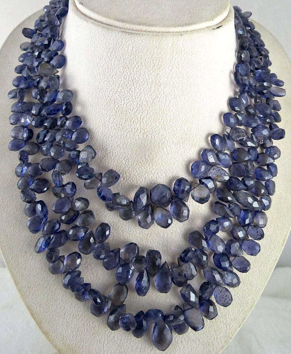 Natural Iolite Beads Teardrop 3 L 870 Ct Blue Gemstone Fashion Necklace