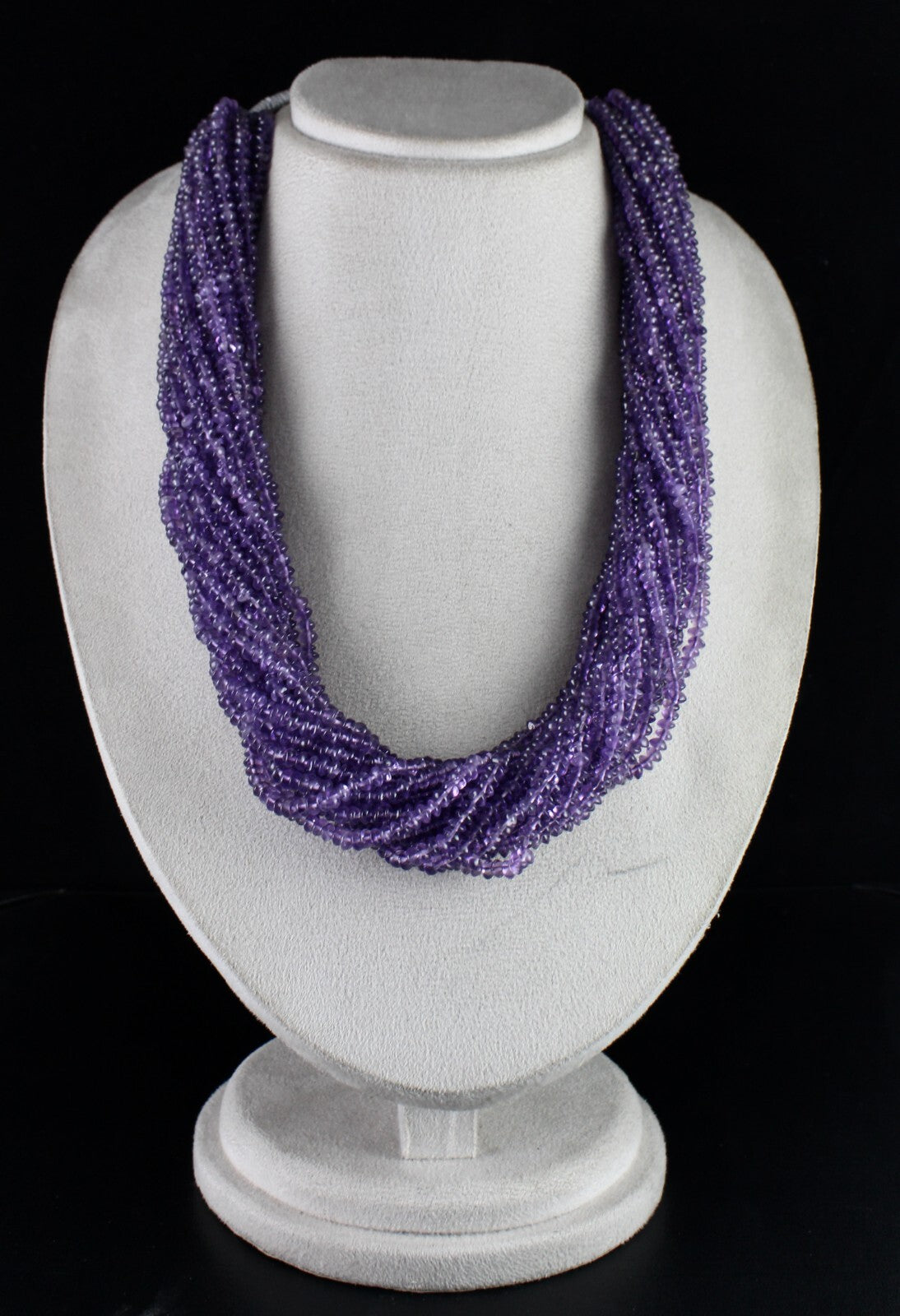 Natural Brazilian Amethyst Button Beads Necklace 1452 Ct Sterling Silver 18 Line