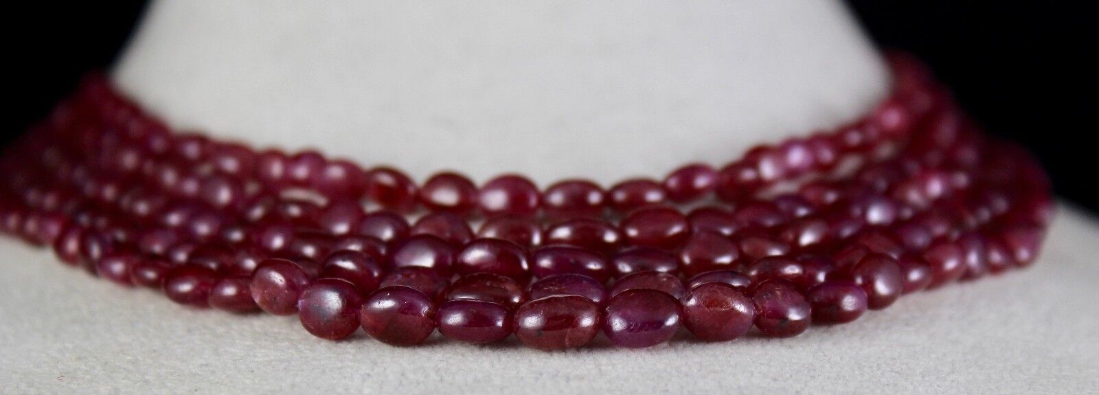 NATURAL UNHEAT RED RUBY BEADS LONG 5 LINE 439 CARATS GEMSTONE LADIES NECKLACE