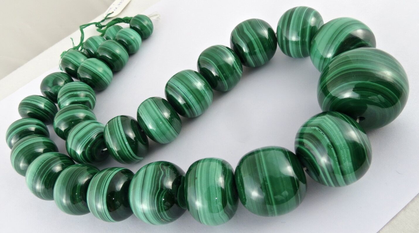 Big Natural Malachite Drilled Beads Round 35mm 3865 Ct Semi Precious Gemstone