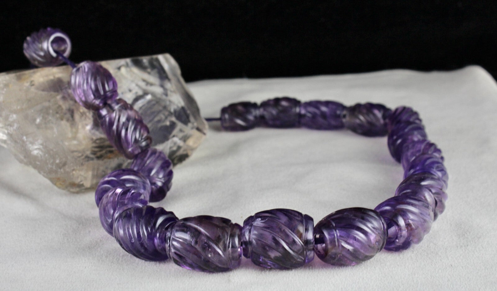 Certified Vintage 23 Pc Carved Natural Amethyst 1225 Ct Beads For Designing