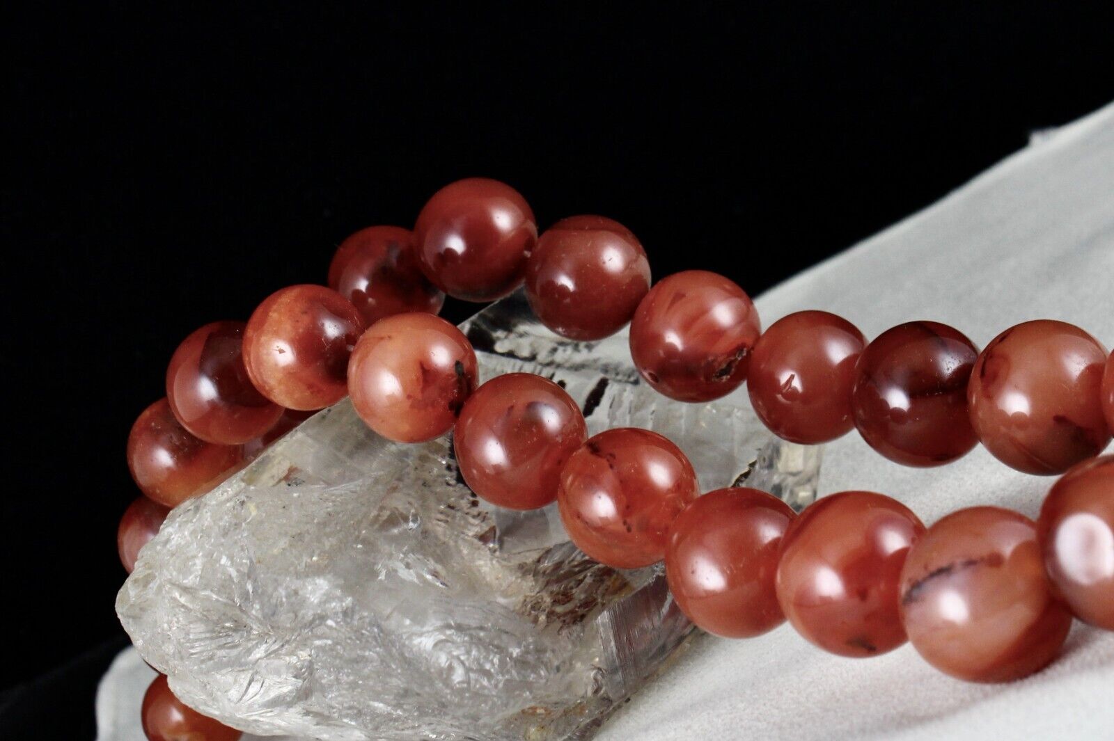 NATURAL RED CARNELIAN BEADS ROUND 1 LINE 1282 CARATS GEMSTONE FASHION NECKLACE