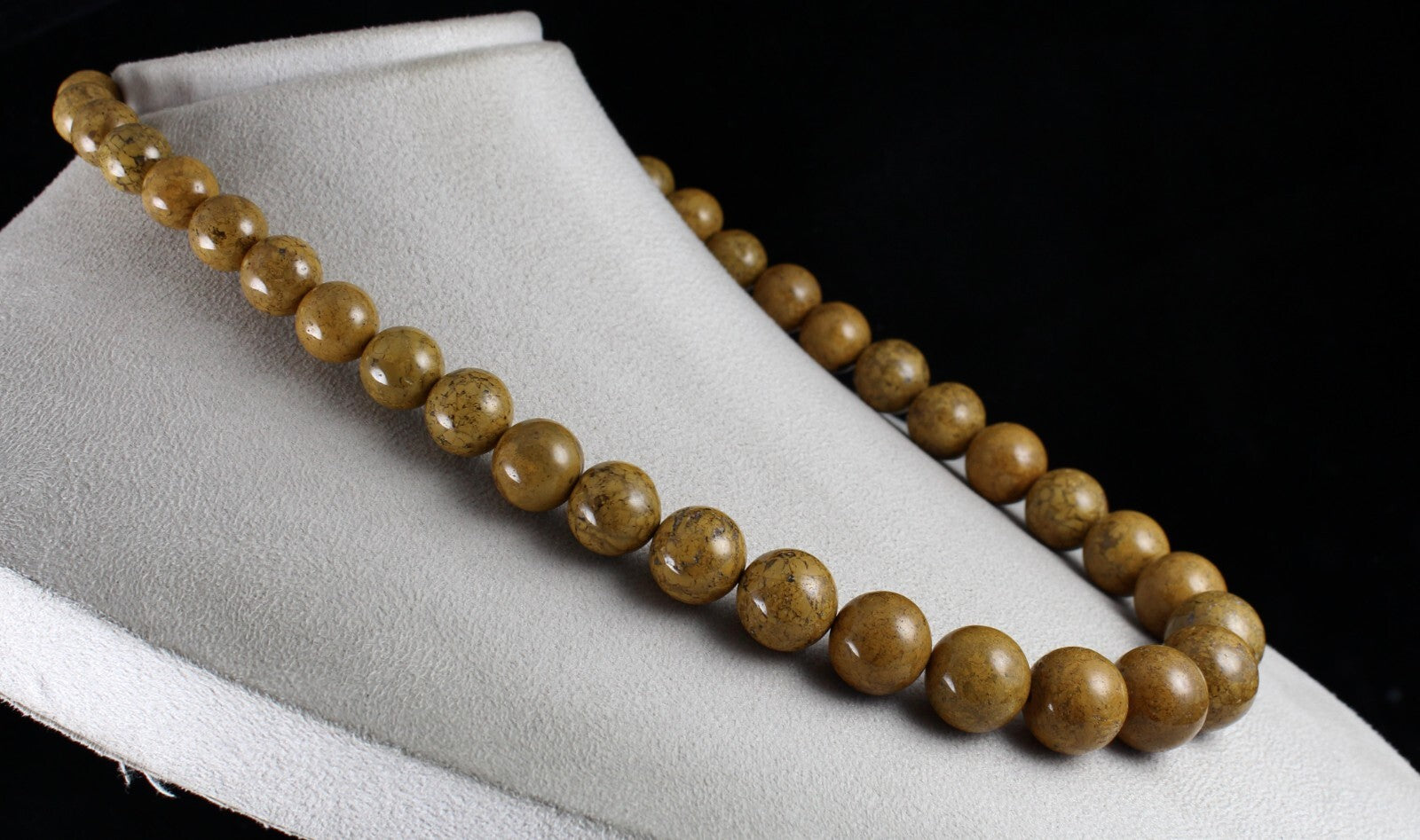 Natural Yellow Jade Round Beaded Necklace Big Gemstone String 911ct For Wedding