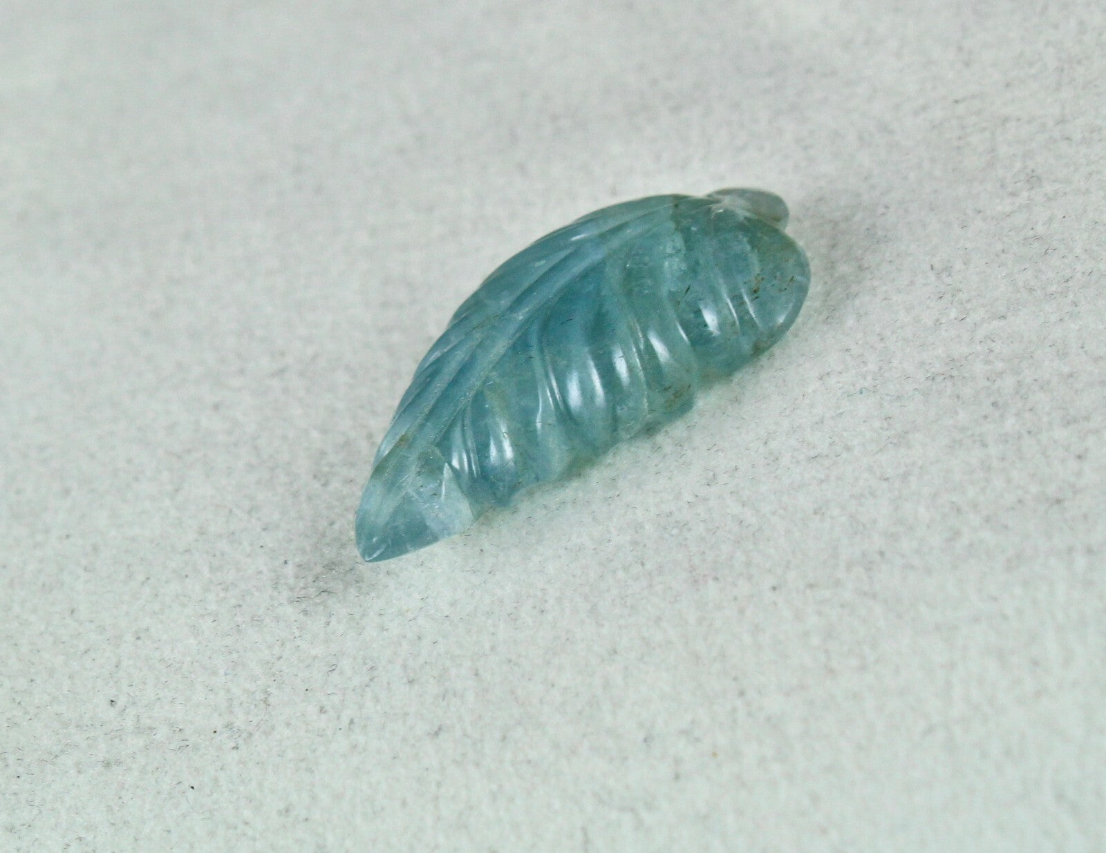 Estate Carved Blue Aquamarine Leaf 30.09 Ct Gemstone Pendant Design