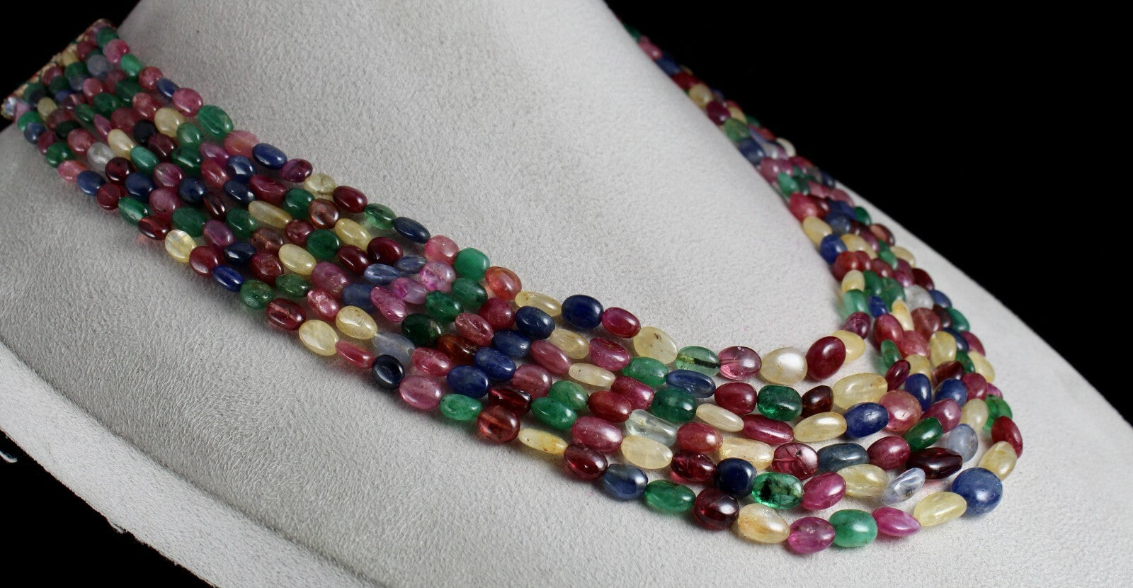 Certified 853 Ct Natural Emerald Ruby Sapphire Hessonite Spinel Necklace