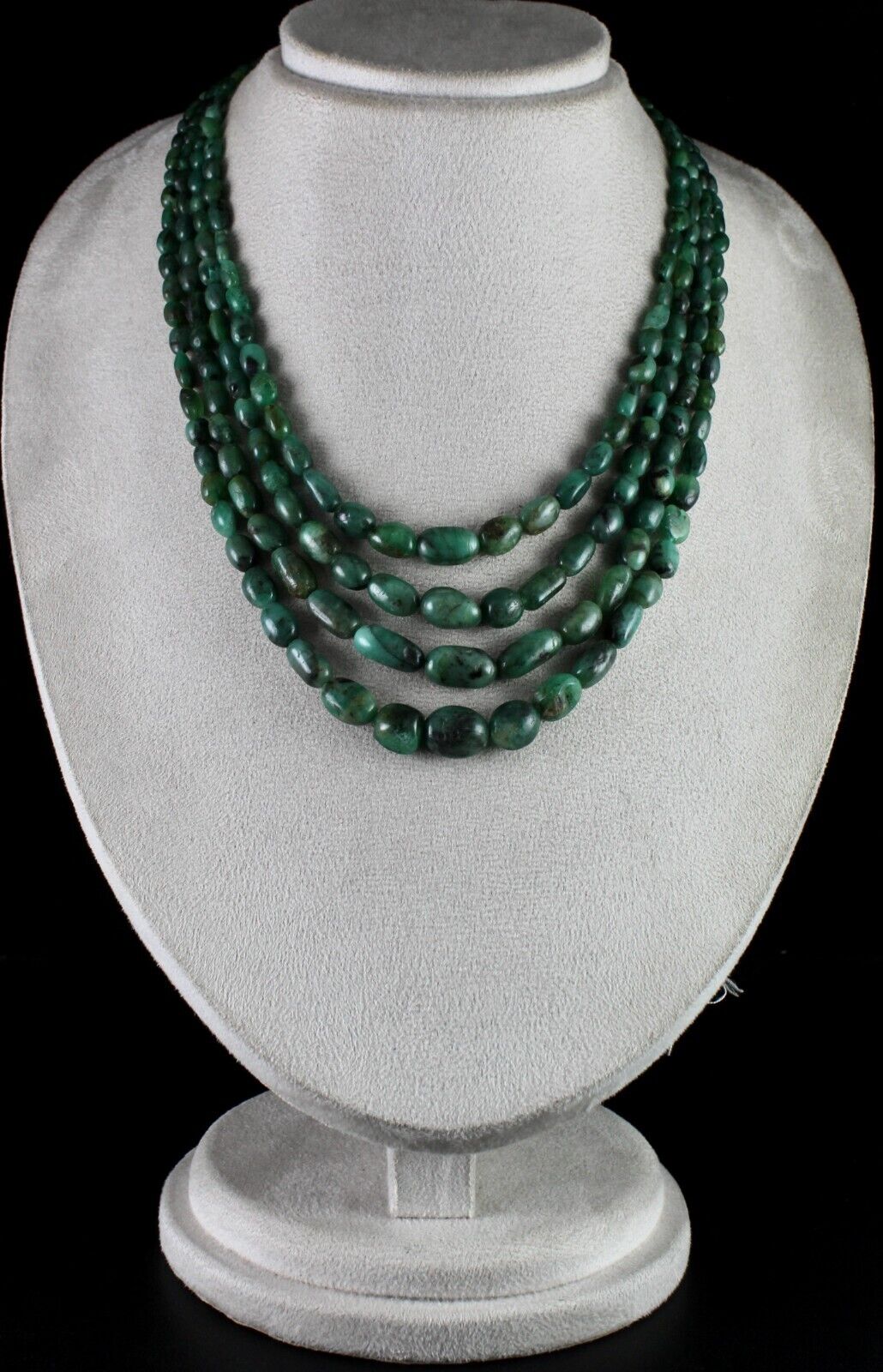 Vintage Natural Emerald Beads 4L 490 Ct Cabochon Gemstone Antique Necklace