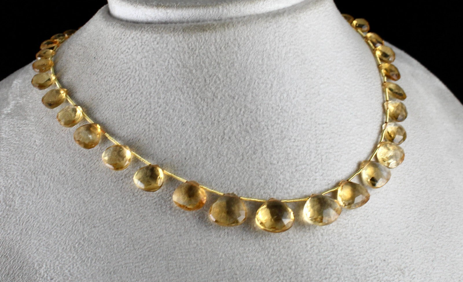 Sterling Silver Citrine Heart Teardrop 122 Ct Gemstone Beaded Necklace For Women