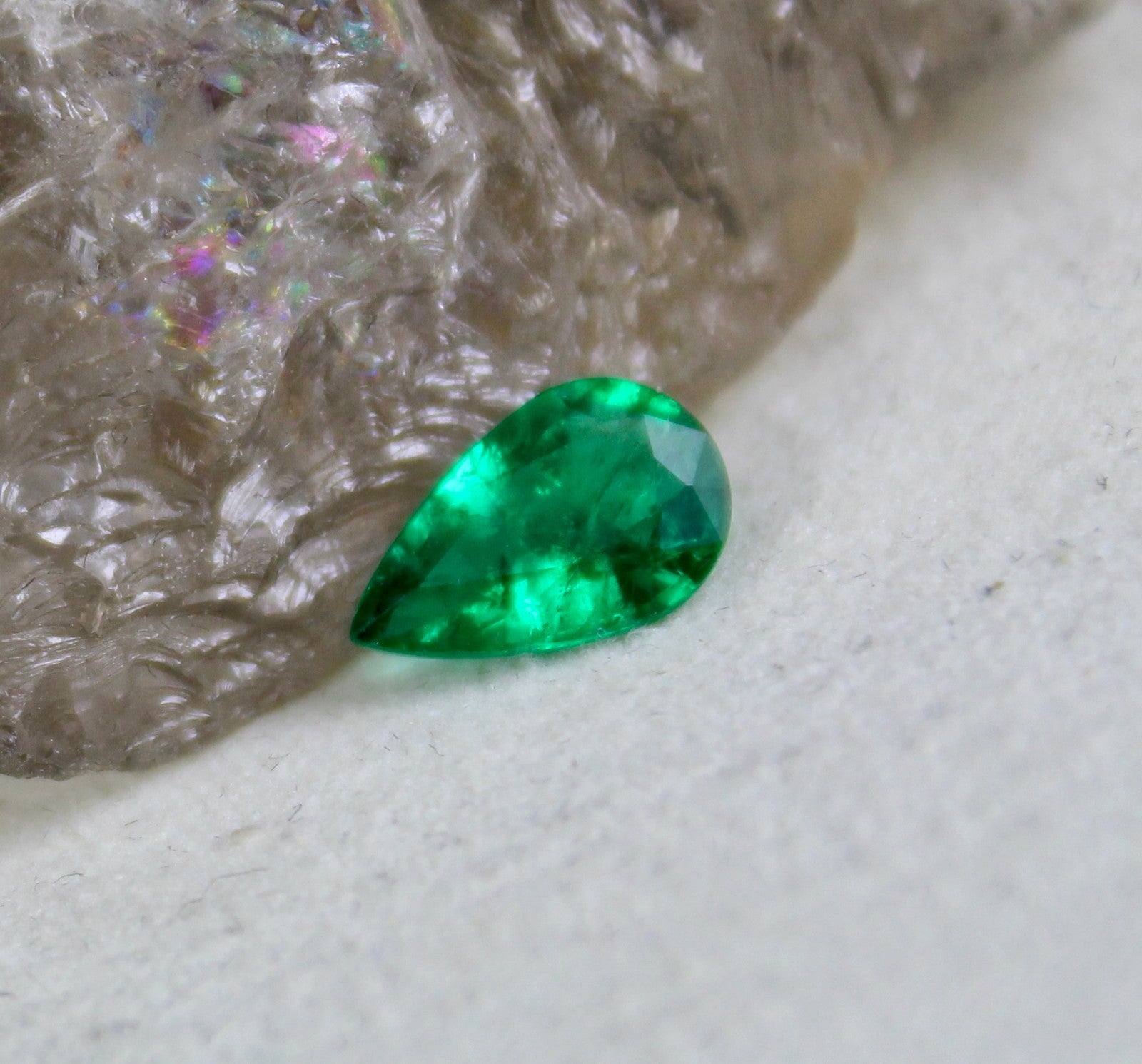 Certified Natural Zambian Emerald Pear Shape Sterling Silver 1.2ct Gemstone Ring