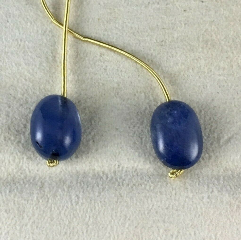 Certified Natural Blue Sapphire 22.10 Ct Cabochon Beads Sterling Silver Earrings