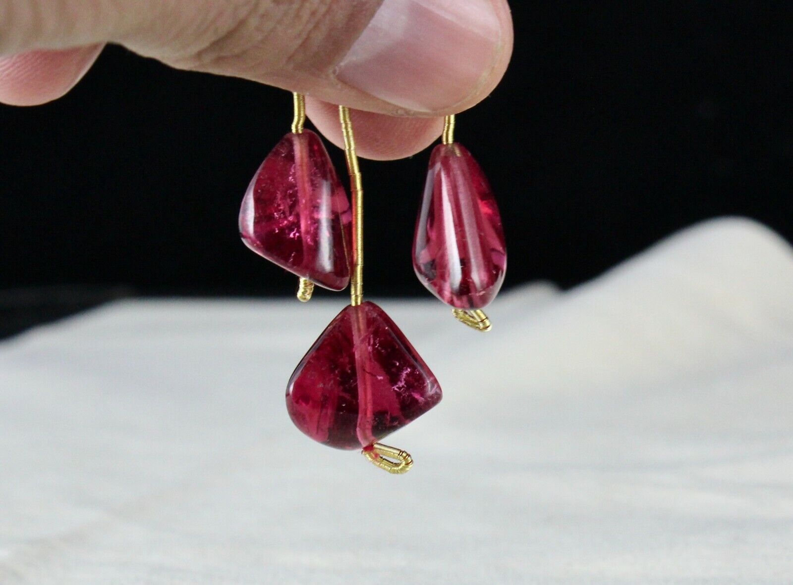 Natural Tourmaline Drilled Unshape Beads 3 Pcs 38.30 Cts Hanging Pendant Earring