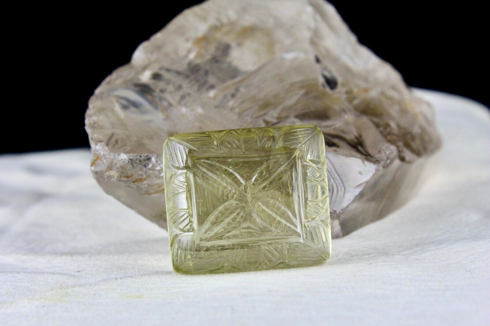 NATURAL LEMON QUARTZ CARVED RECTANGLE 28 MM 106 CARATS GEMSTONE FOR PENDANT