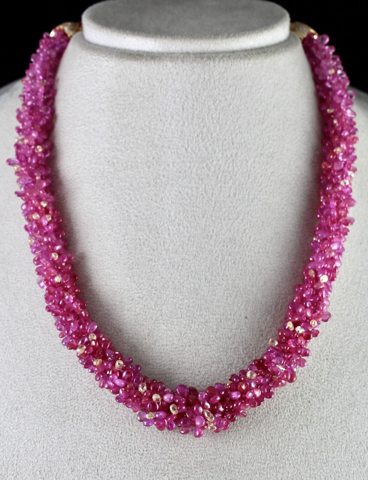 RARE NATURAL BURMESE RUBY DIAMOND BRIOLETTE CABOCHON 18K GOLD IMPORTANT NECKLACE