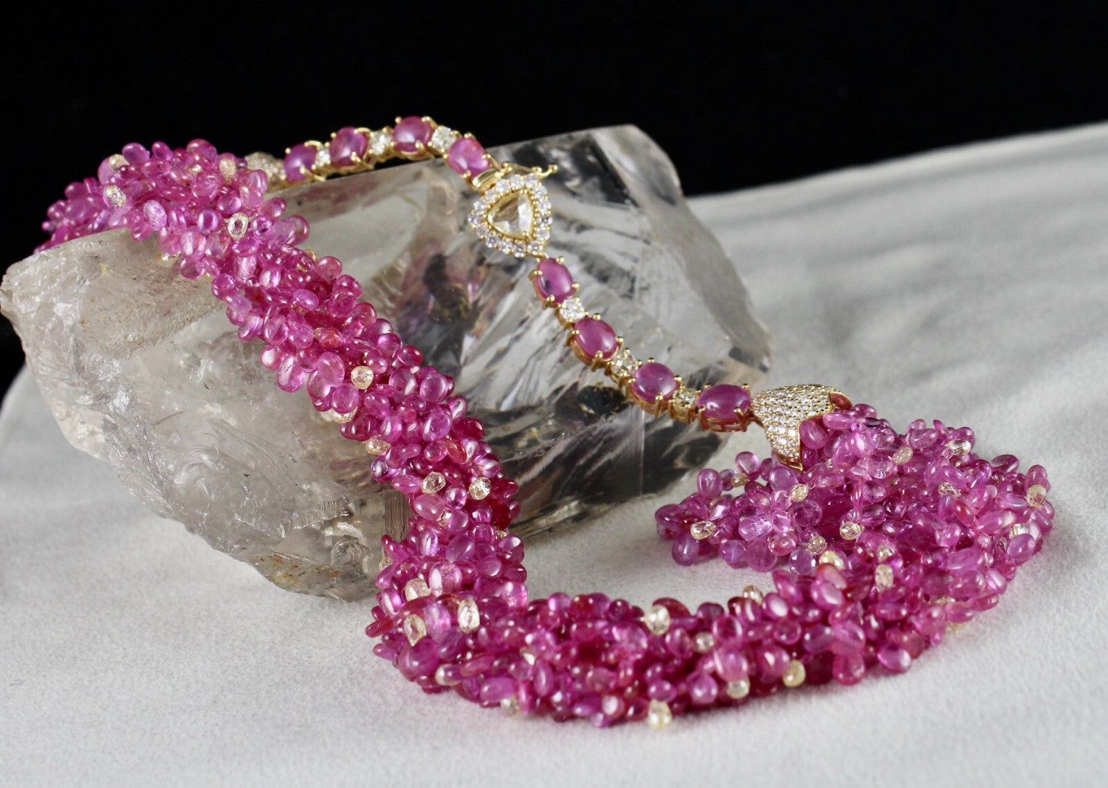 Certified Rare Natural Burmese Ruby 498ct Natural Diamond 18k Gold Necklace