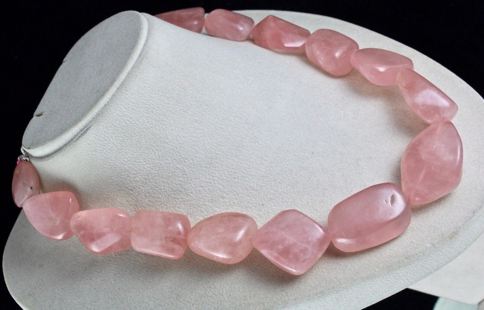 NATURAL ROSE QUARTZ TUMBLE CABOCHON BEADS 1 LINE 1280 CARATS GEMSTONE NECKLACE