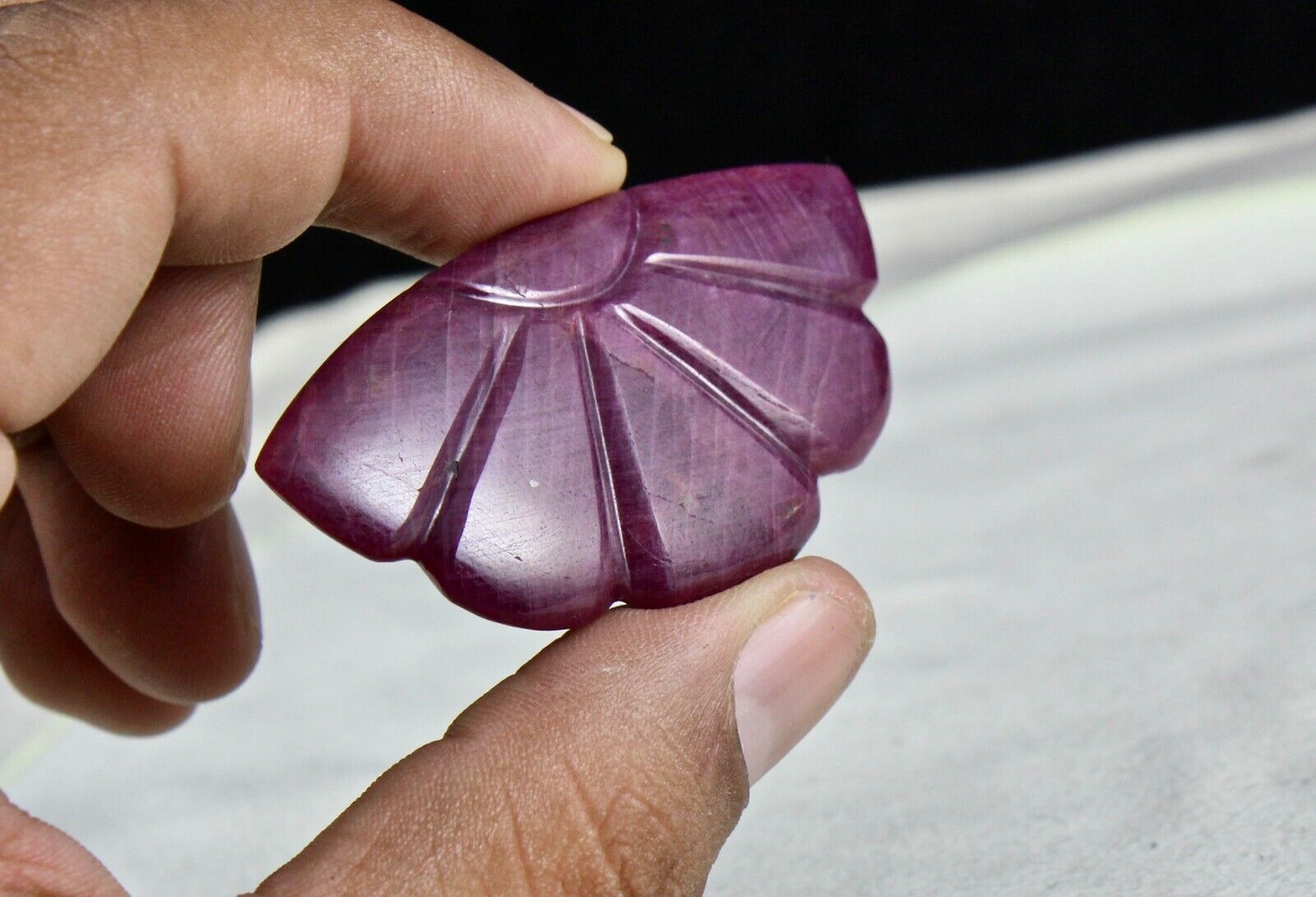 32X58 MM HAND CRAFTED NATURAL RUBY CARVED 110 CARATS GEMSTONE DESIGNING PENDANT