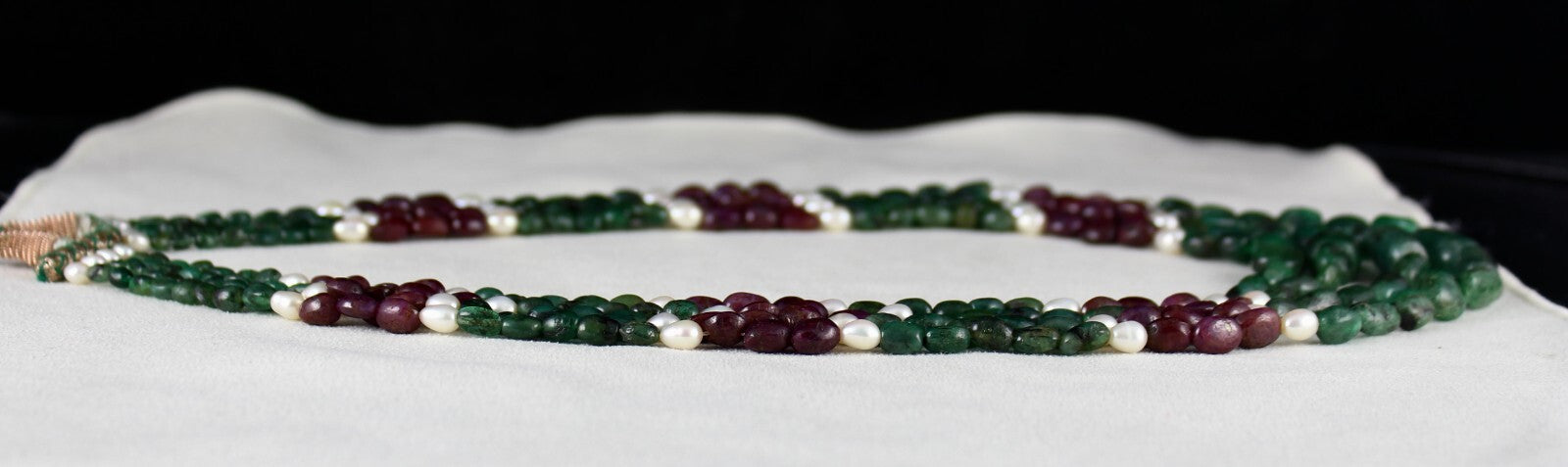 Certified Antique Natural Ruby 10ct Emerald Pearl Bead 550 Ct Gemstone Necklace