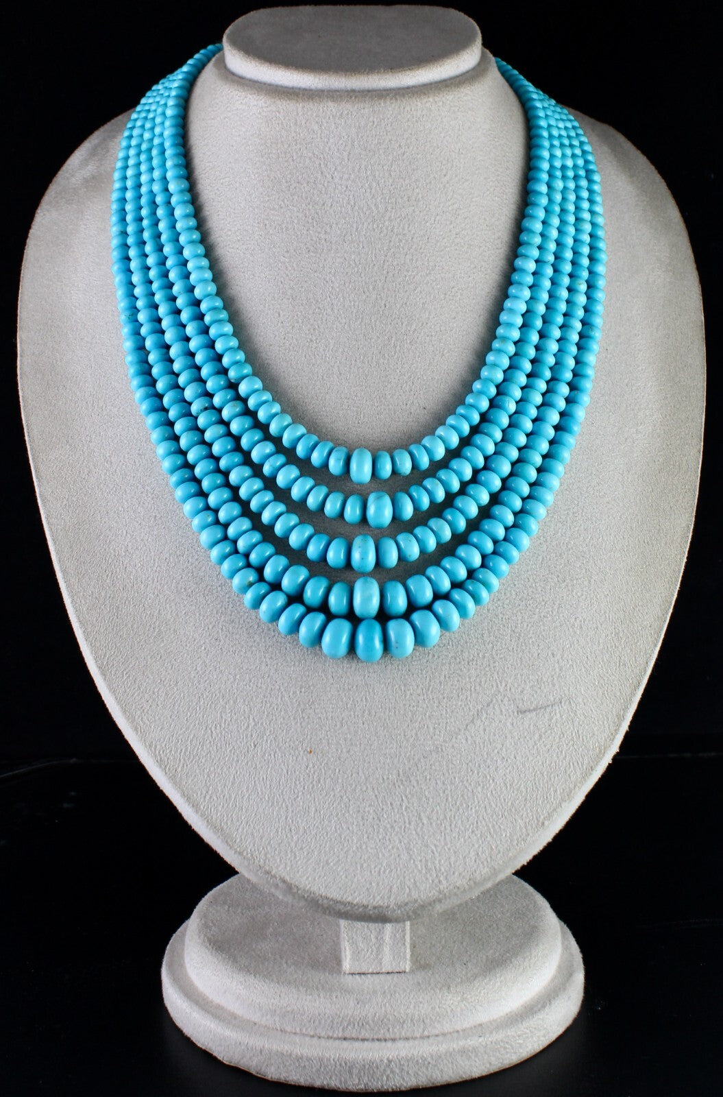 Certified Natural Turquoise 837 Ct Round Blue Gemstone Important Necklace