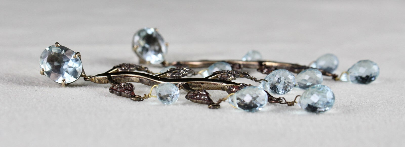 Certified Natural Diamond Blue Aquamarine 71.5ct Sterling Silver Gold Earrings