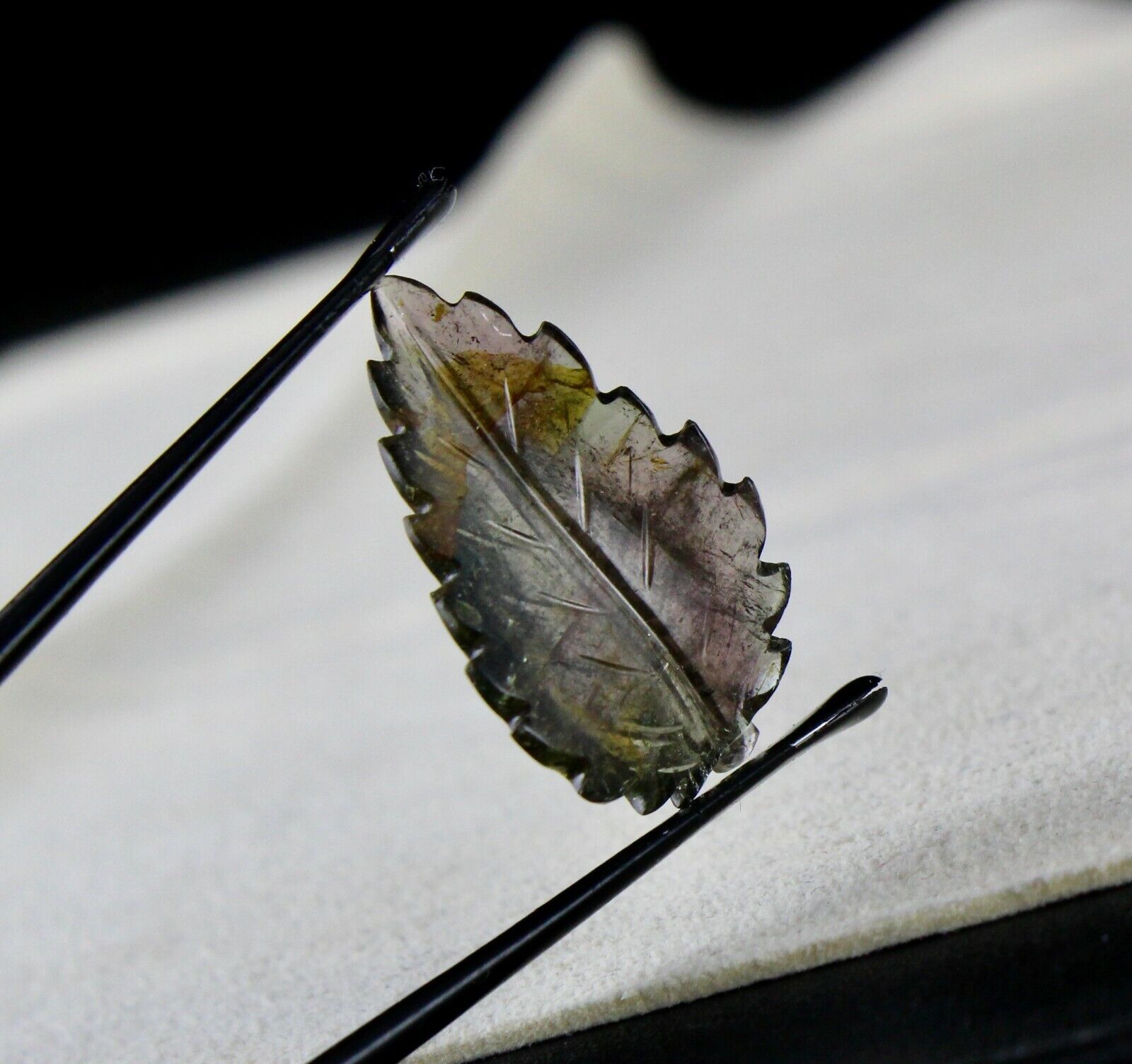 NATURAL MULTI TOURMALINE CARVED LEAF 17.14 CARATS GEMSTONE FOR RING & PENDANT