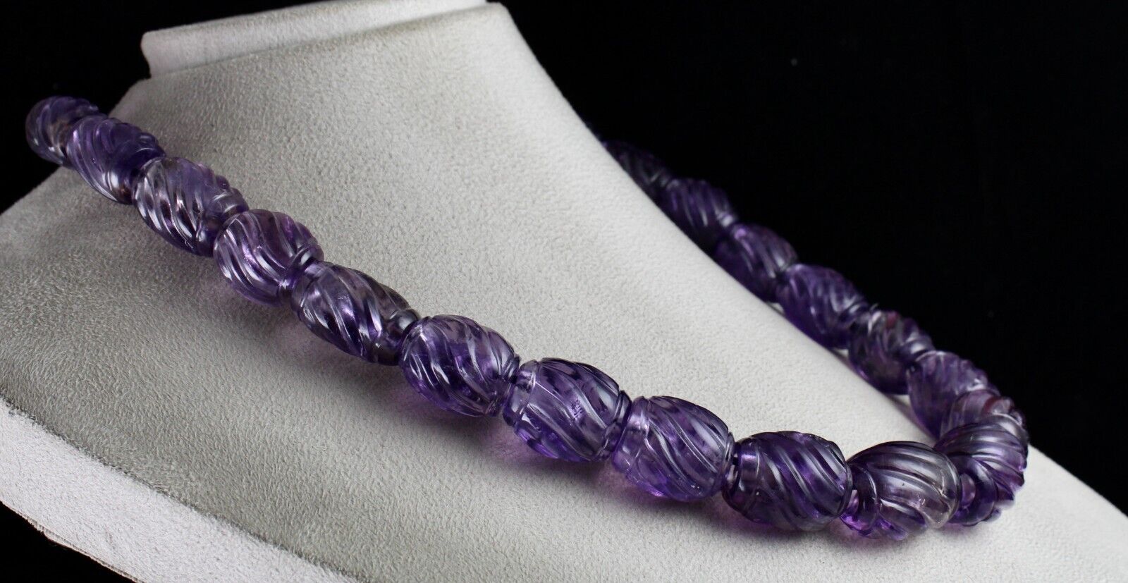 Vintage Natural Amethyst Beads Carved 23 Pc 1225 Ct Big Drill Gemstone Designing