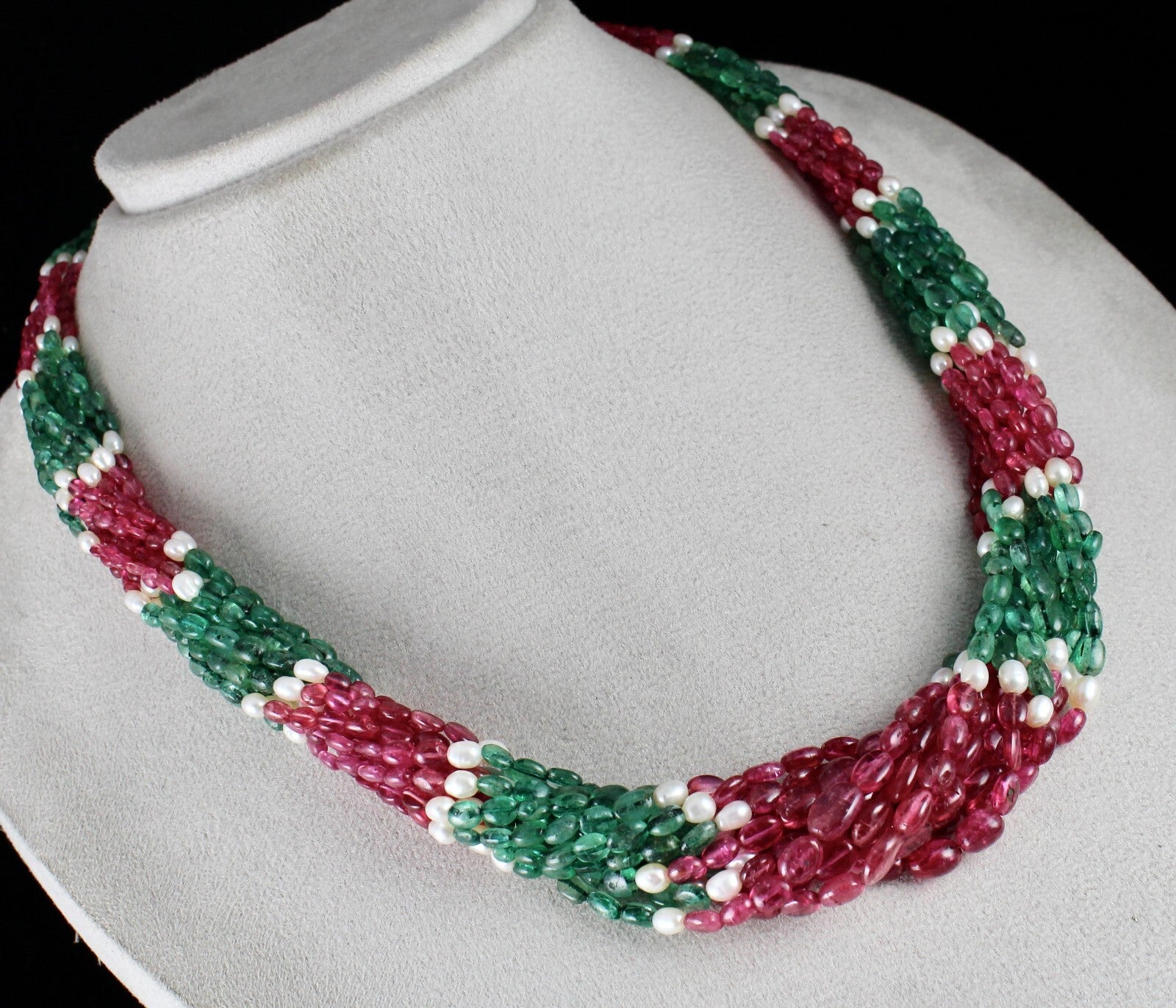 Certified Natural Emerald 690 Ct Spinel Pearl Long Beads Necklace