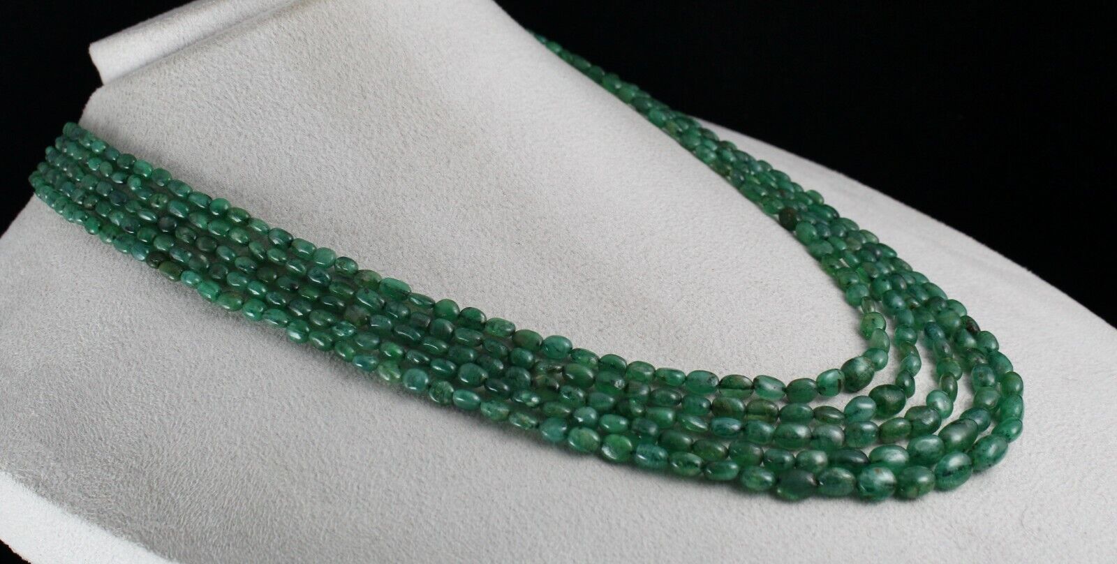 Antique Natural Emerald Beaded Necklace 5 L 328 Carats Gemstone Precious Strings