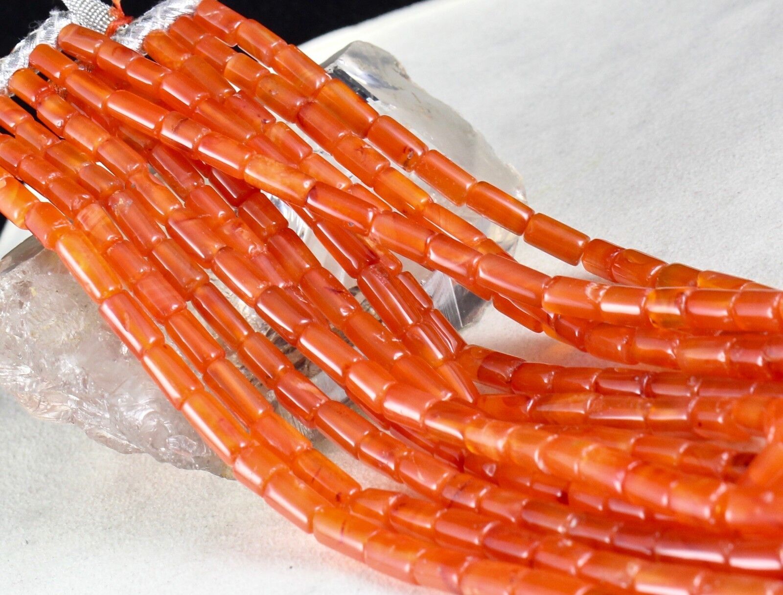 Natural Carnelian Beads Fancy Tube 6 L 1017 Ct Orange Gemstone Fashion Necklace