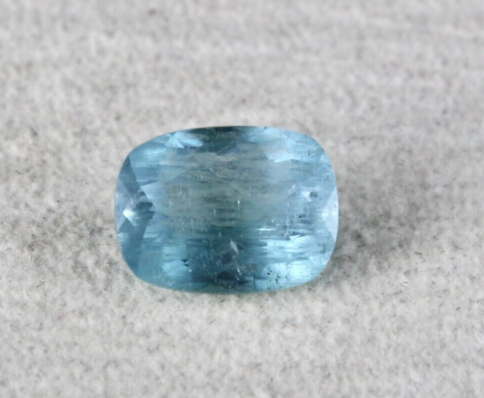 Natural Blue Aquamarine 4.38ct Cushion Cut Gemstone Ring Pendant