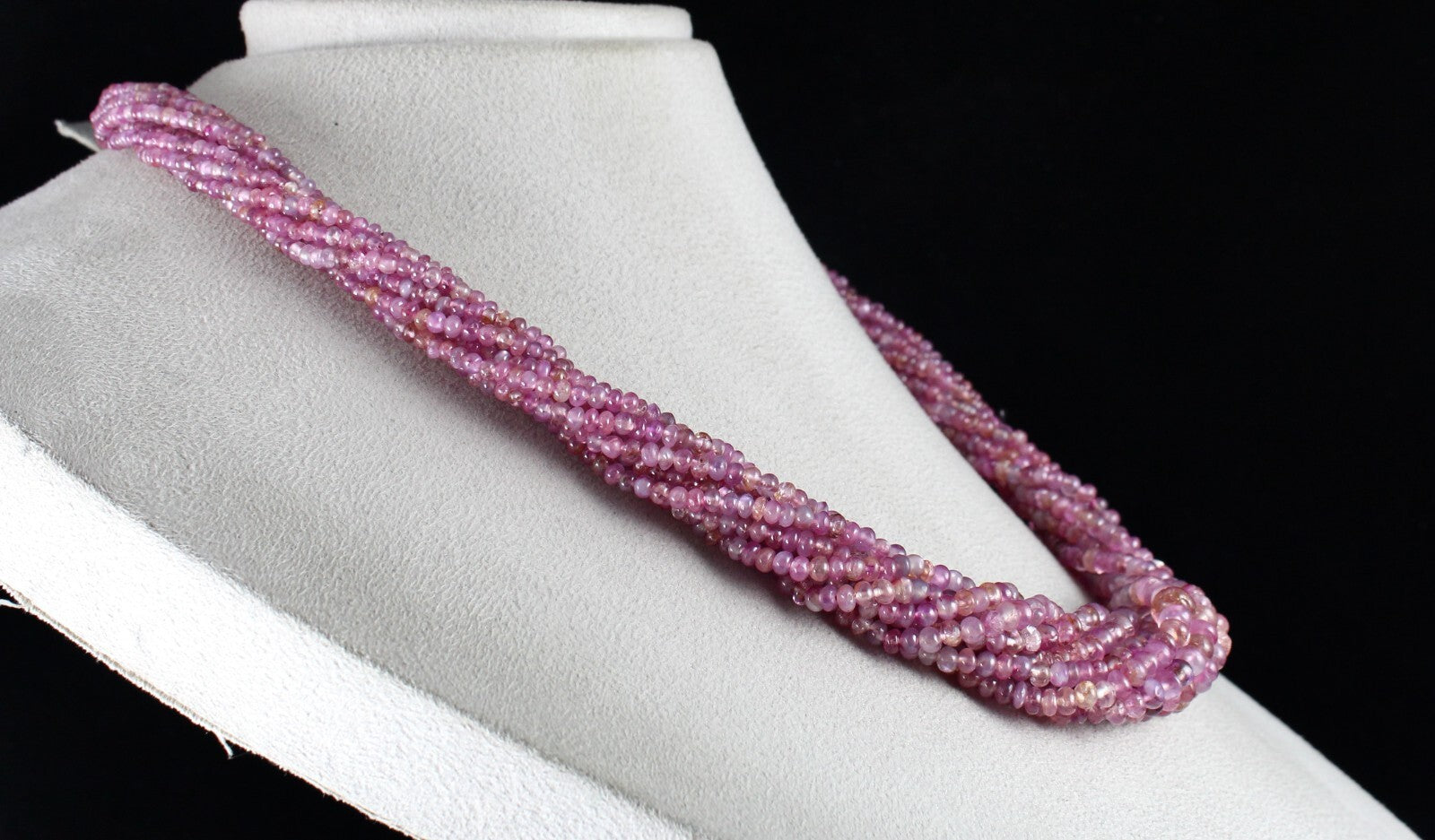 Certified Natural Old Mines Pink Sapphire Ruby 793ct Round Beads Necklace