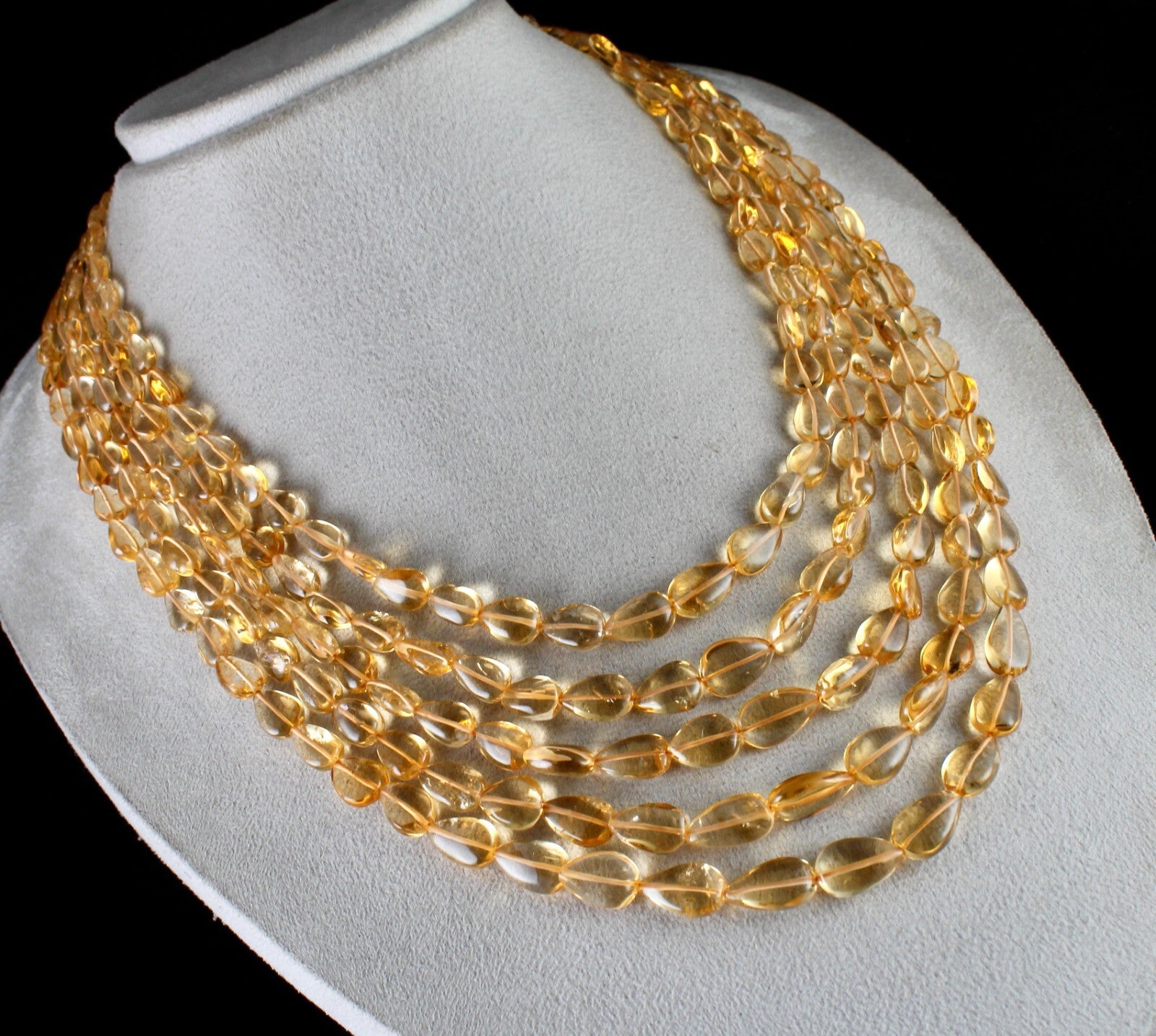 Certified Natural Yellow Citrine Tear Drop Beads Necklace 5 L 695 Ct Fashion