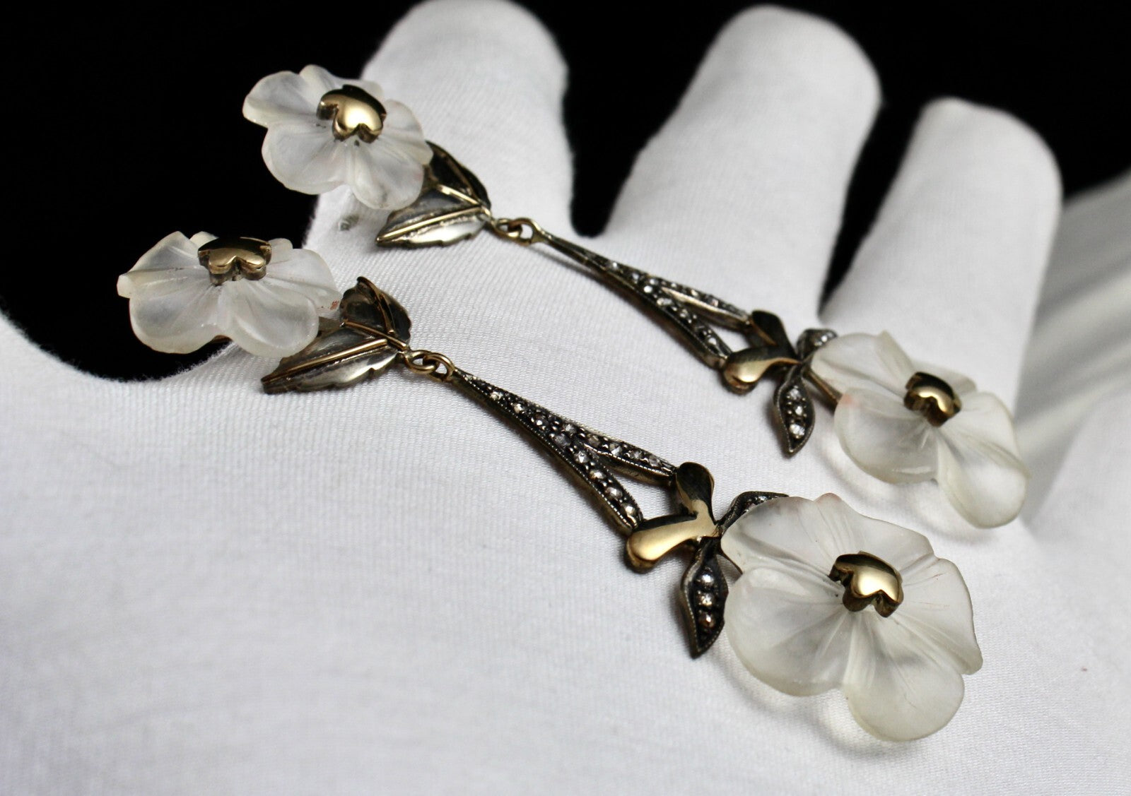 Natural Rock Crystal Quartz 114.7ct Natural Diamond 18k Gold 925 Silver Earrings