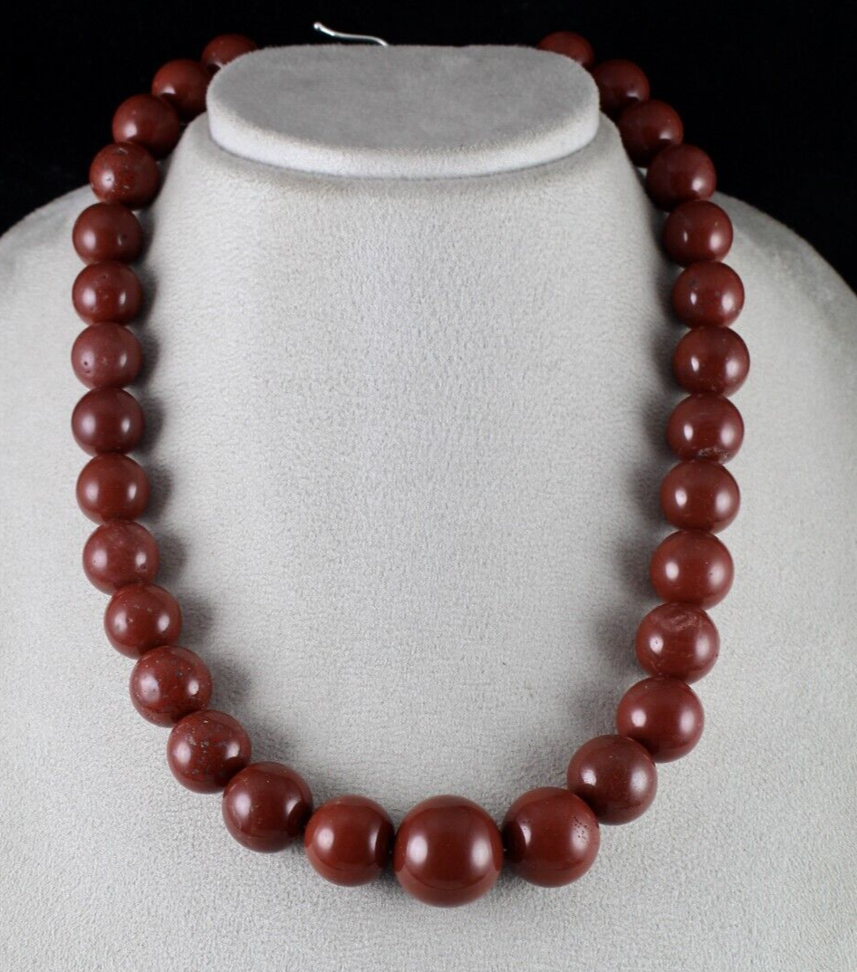 NATURAL RED JASPER BEADS ROUND GEMSTONE 1 L 928 CARATS LADIES FASHION NECKLACE