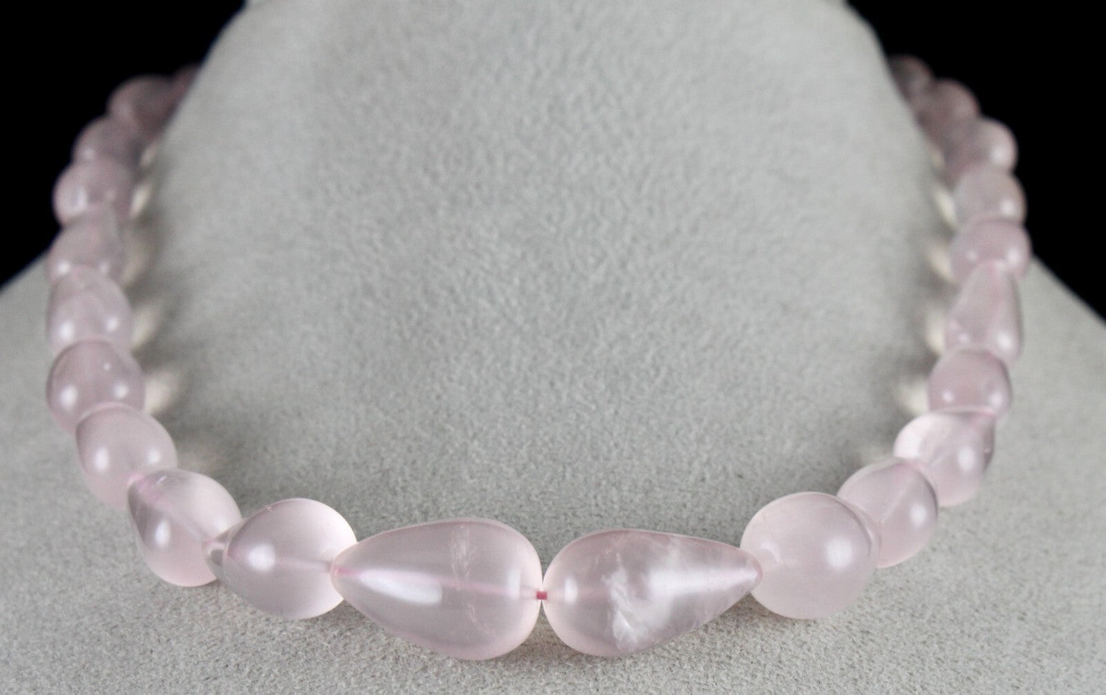 Natural Rose Quartz Necklace 337ct Gemstone Fashion Beads Drops Cabochon Women