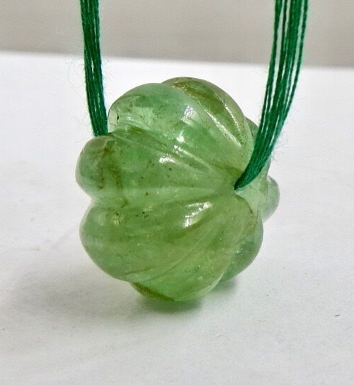 Natural Emerald Melon Carved Bead 18X13mm 29.75 Ct drilled Stone Hanging Pendant