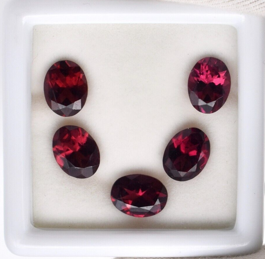 Natural Garnet Oval Cut 5 Pc 10.31 Ct 9X7mm Loose Gemstone Earring Set Design