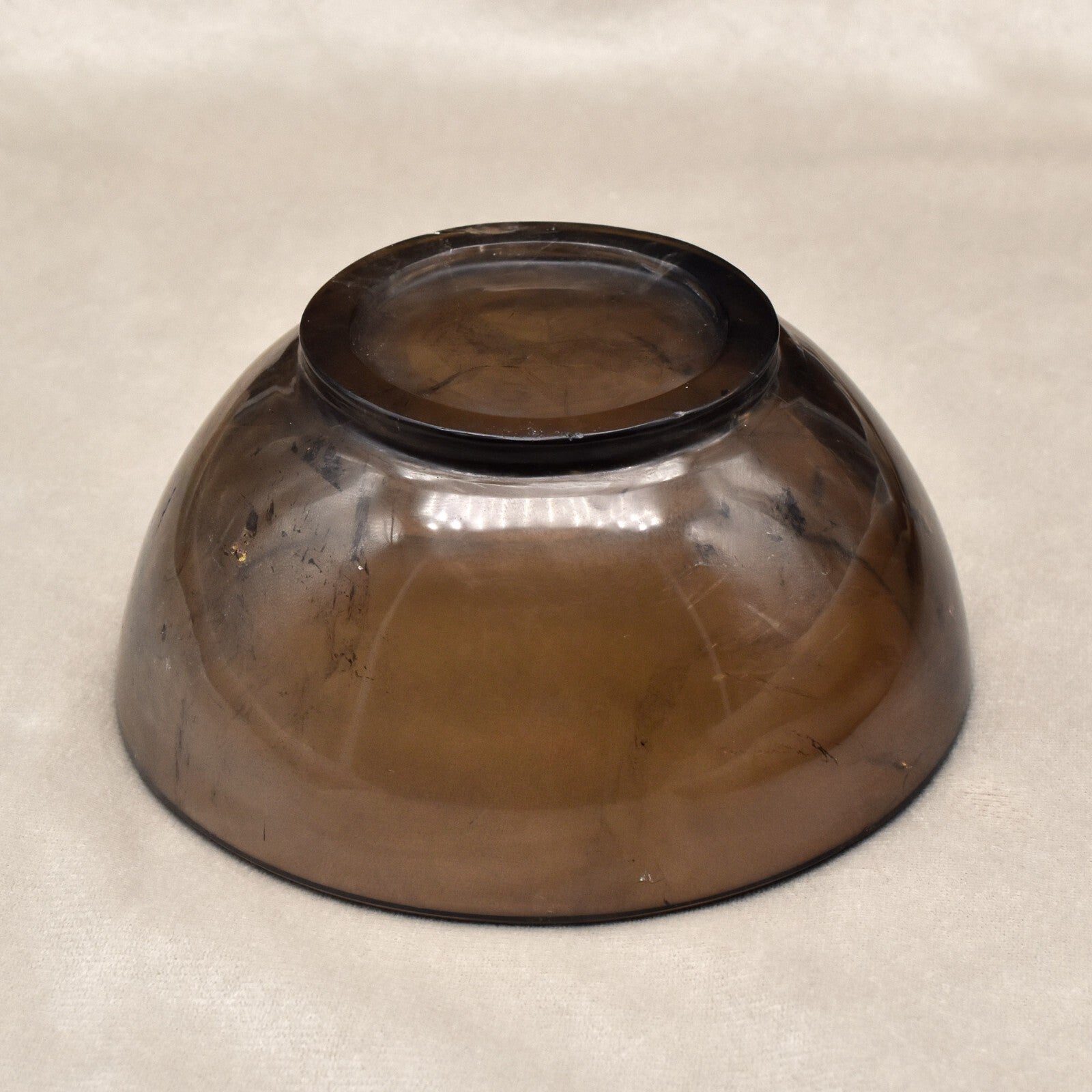 Certified Handmade Natural Smoky Quartz 2242 Ct Carved Round Gemstone Bowl Decor