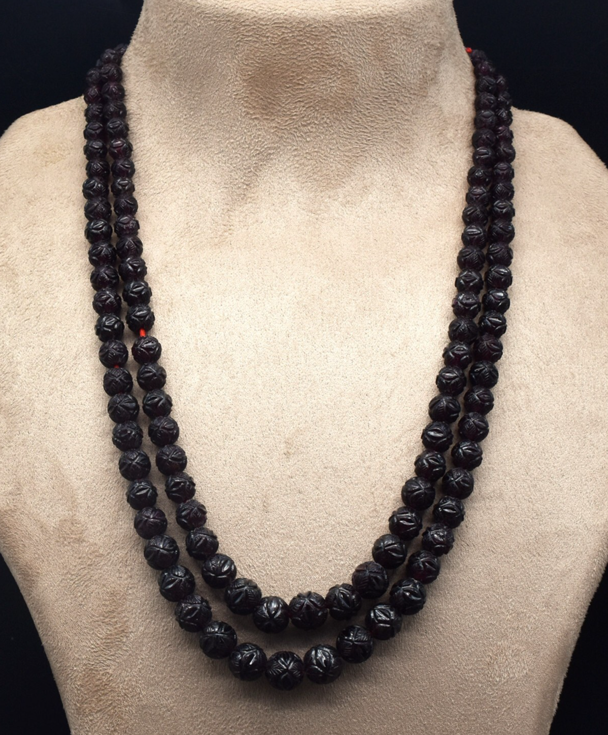 Certified Vintage Natural Garnet Beads 649 Ct Sterling Silver Necklace