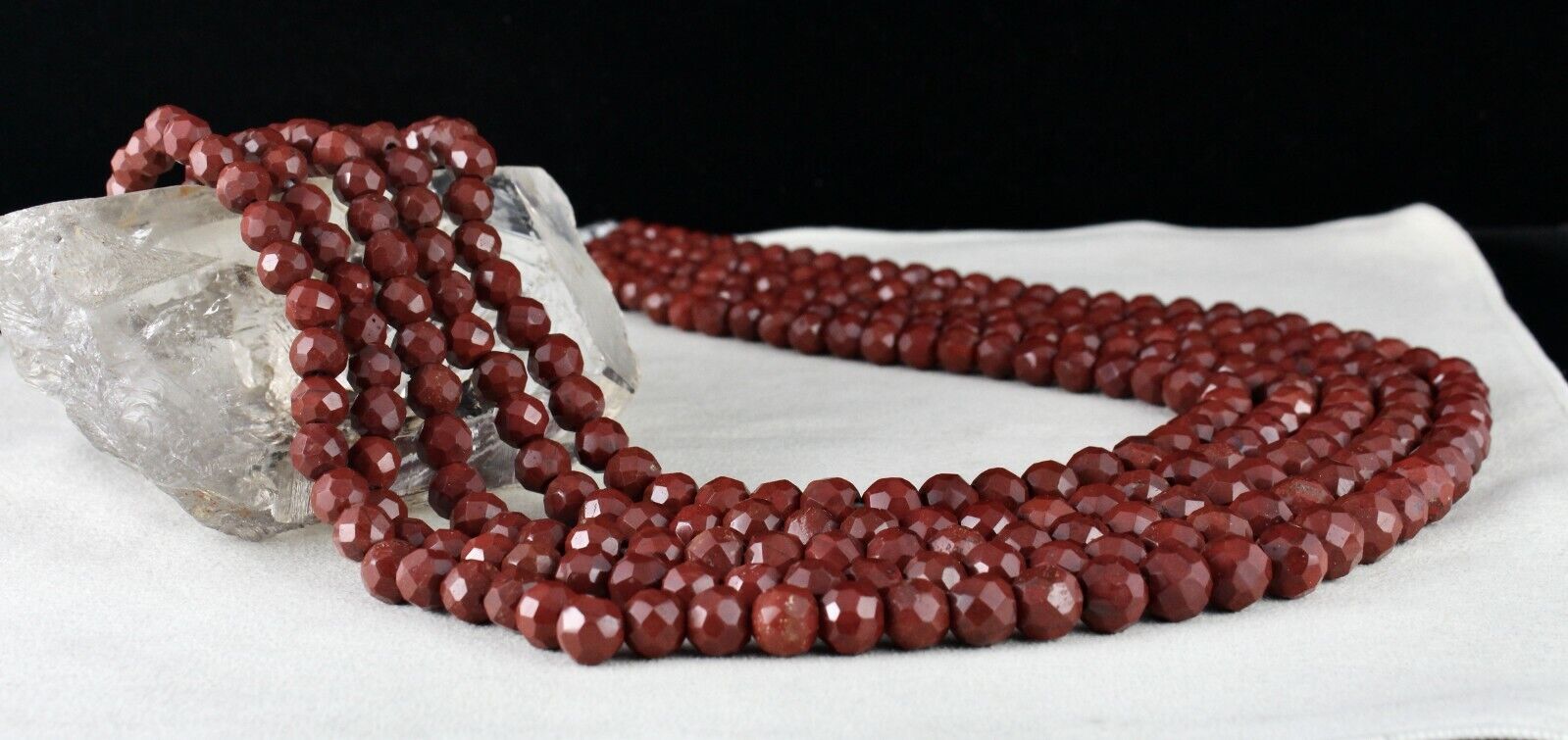 NATURAL RED JASPER BEADS ROUND 5 LINE 1478 CARATS SEMIPRECIOUS GEMSTONE NECKLACE