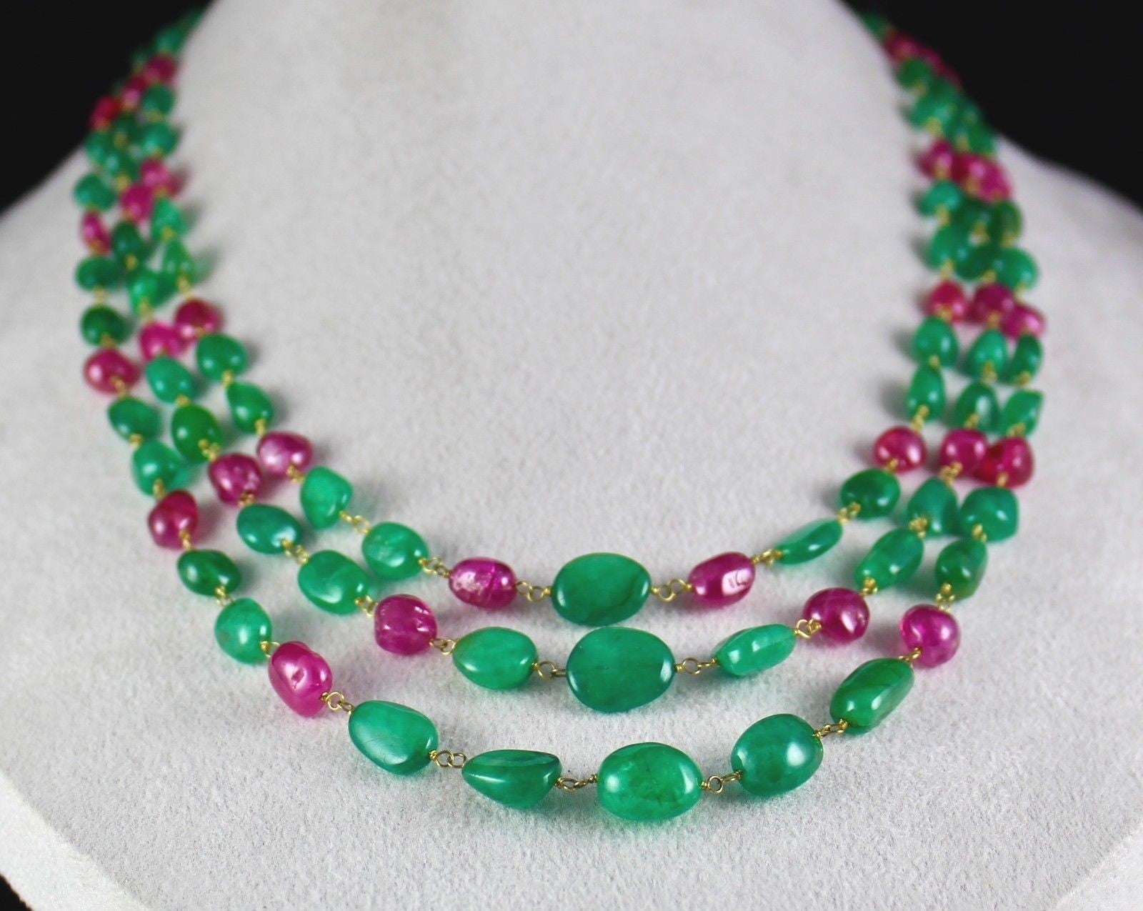 Certified Natural Colombian Emerald Burma Ruby 347 Ct 18k Gold Diamond Necklace