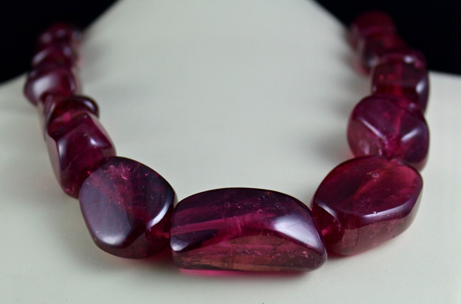 NATURAL PINK TOURMALINE RUBELLITE BEADS TUMBLE 47MM BIG 2270 CARATS GEM NECKLACE