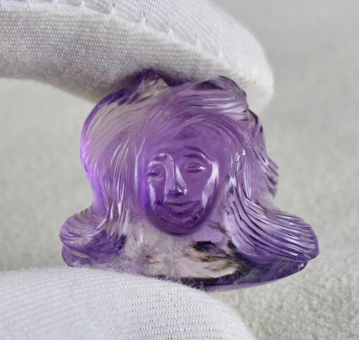 Natural Brazilian Amethyst 46.89ct Lady Carved Gemstone Pendant Design