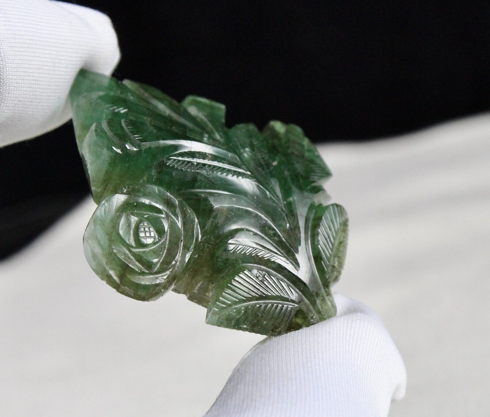 Natural Zambia Emerald Carved Leaf 103.40 Ct Big Gemstone For Hanging Pendant