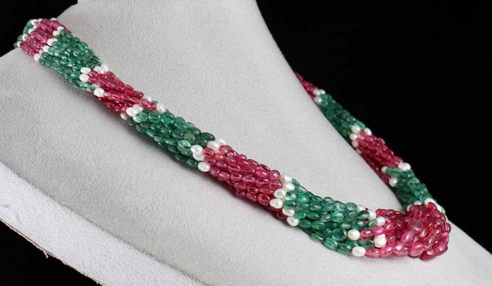 Certified Natural Emerald 690 Ct Spinel Pearl Long Beads Necklace