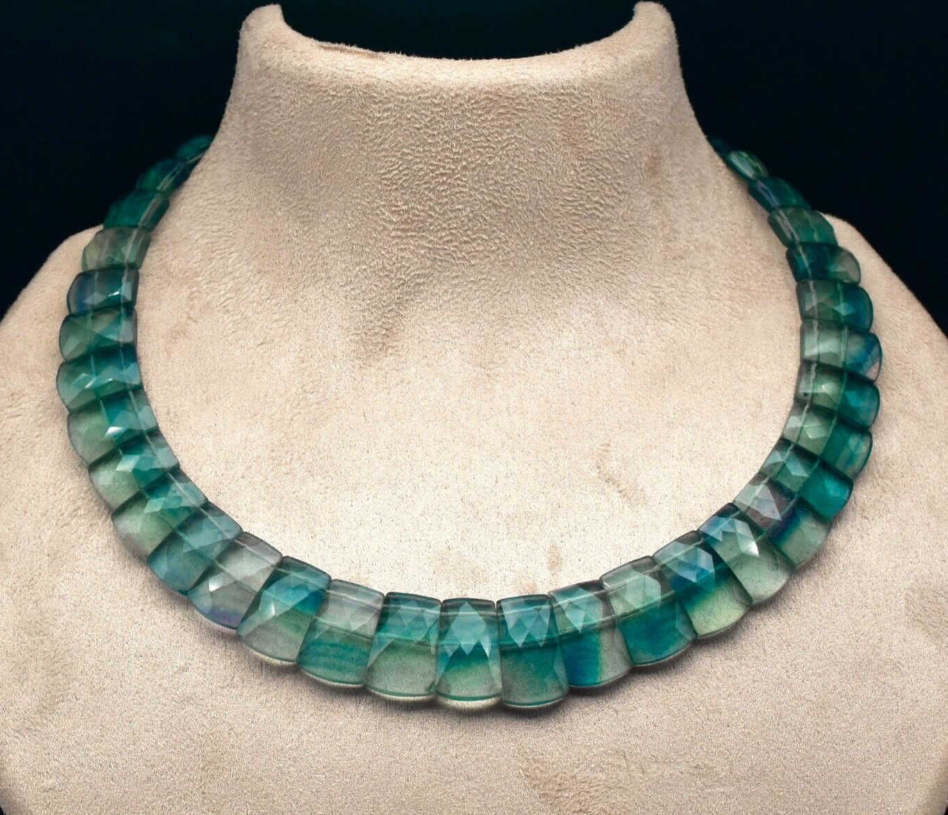 Certified Natural Fluorite 478 Ct Fine Gemstone Semi Precious Necklace