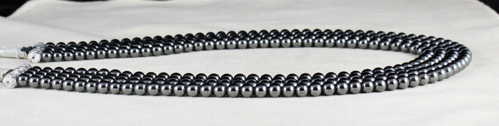 Natural Hematite Beads 4 Line 6mm 902 Ct Round Black Gemstone Fashion Necklace