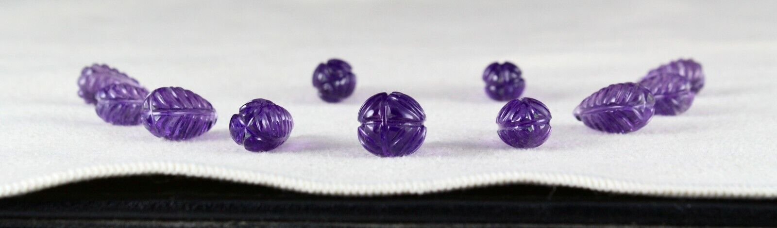 NATURAL AMETHYST CARVED DROPS 11 PCS 71 CTS LOOSE GEMSTONE EARRING NECKLACE SET