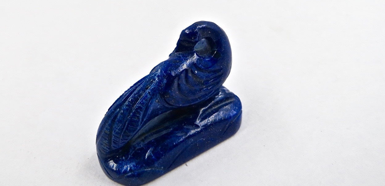 Natural Lapis Lazuli 46 Ct Carved Peacock Gemstone 21mm For Jewelry Designing