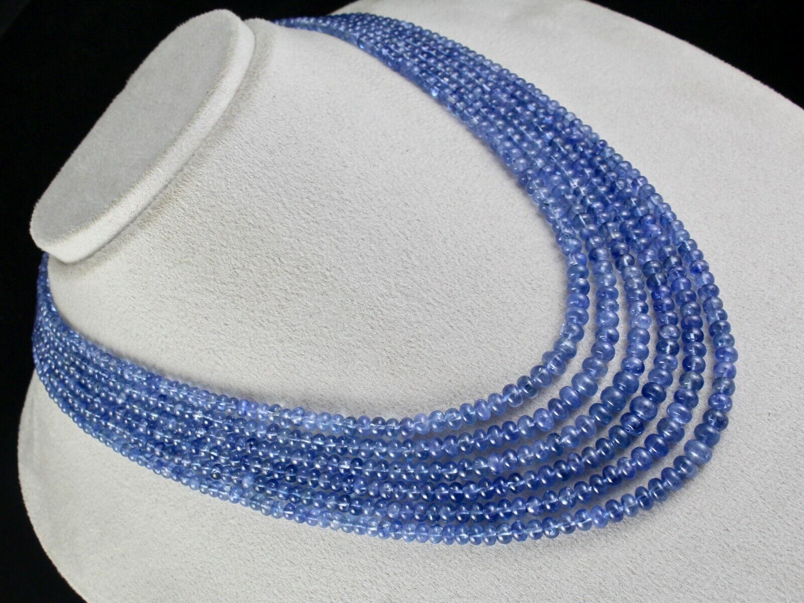 Exclusive Natural Blue Sapphire Beads Round 6 Line 739 Carats Gemstone Necklace