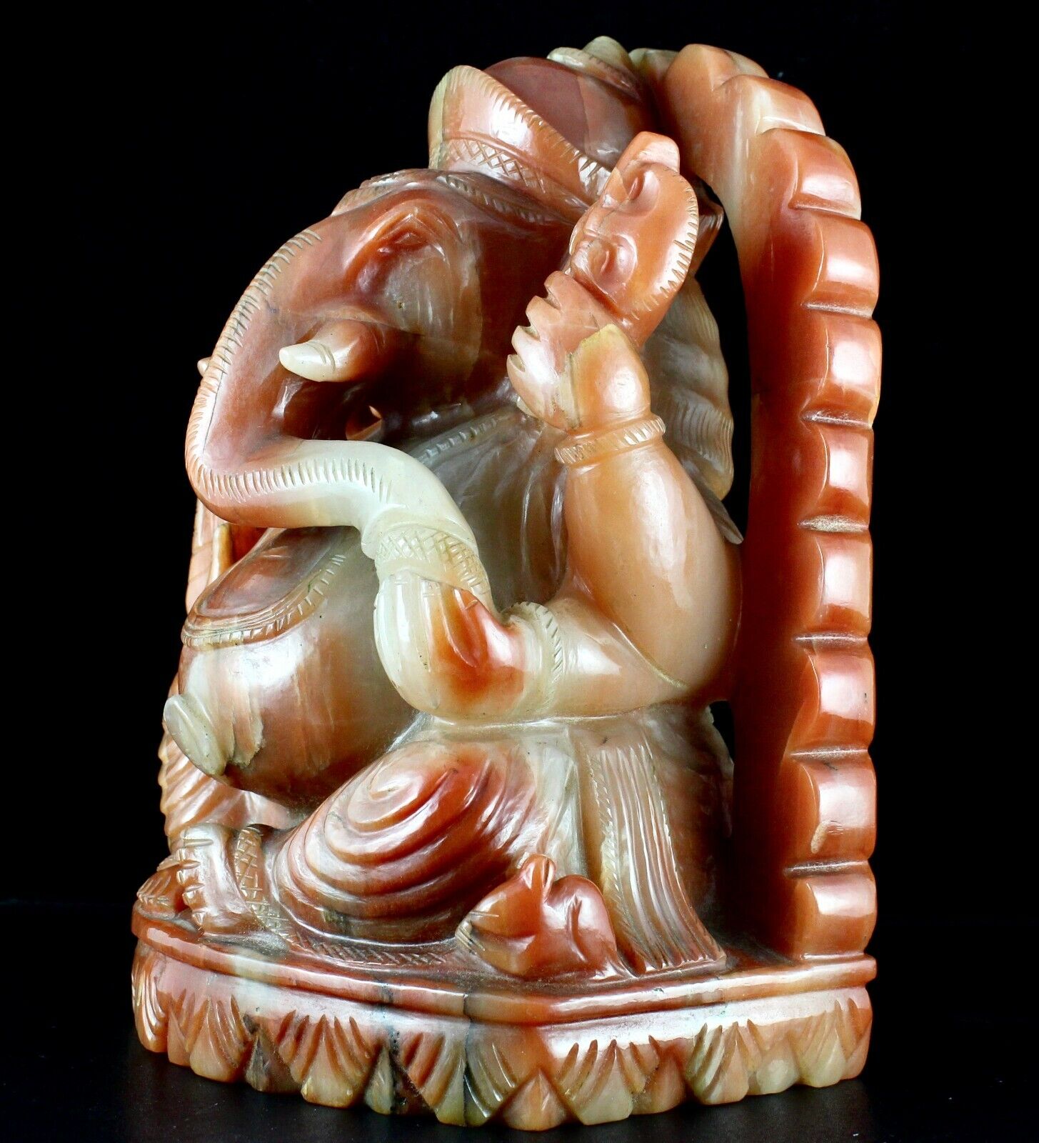 Lord Ganesha Statue Home Decor 9" 33000 Cts Natural Orange Quartz Rare Gemstone 